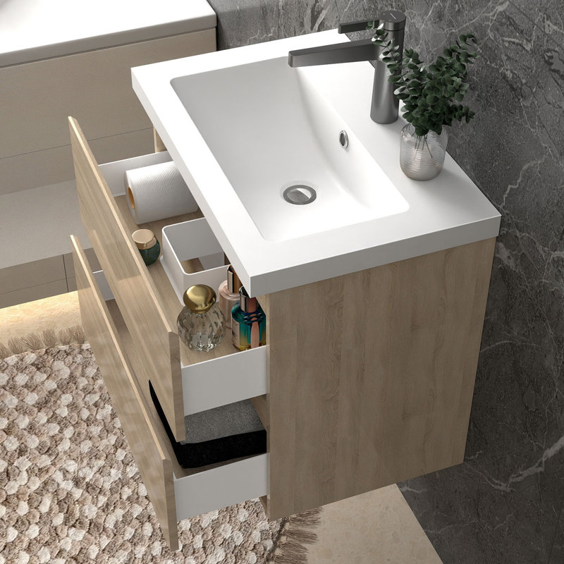 600mm Single Bathroom Vanity with Integrated Resin Basin