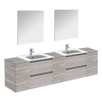 Ensemble de meuble-lavabo double mural 84 "avec miroir Evant