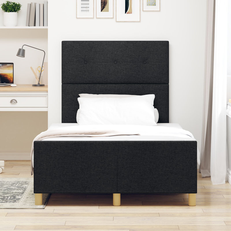 Bed Frame, 90 x 200 cm, Button Tufted, Cream