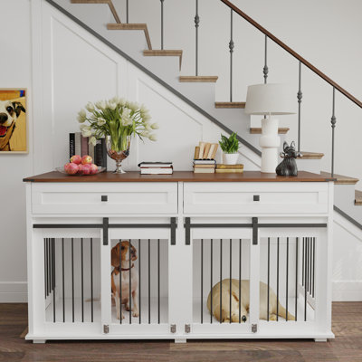 Grande cage pour chien avec 2 tiroirs et séparateur