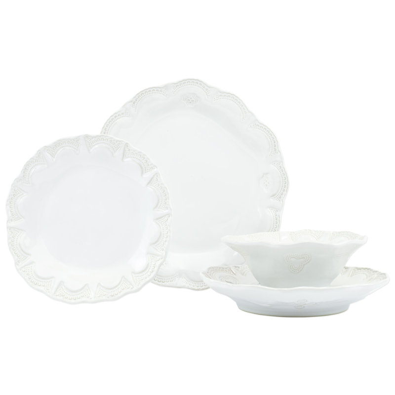 Incanto Stone Handmade Stoneware Dinnerware Set, White