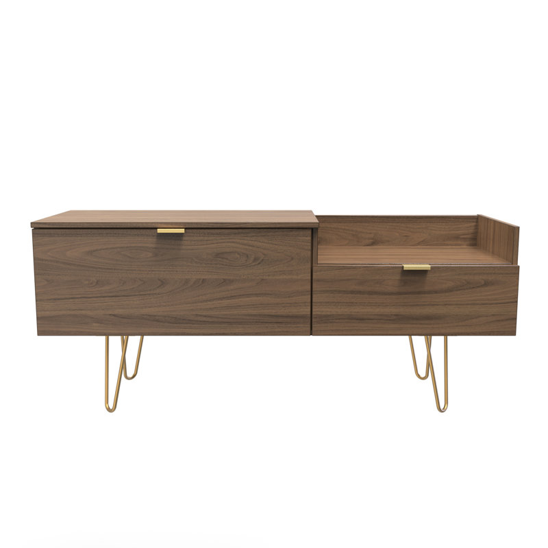 Taeyah TV Console Unit, Dark Brown Wood