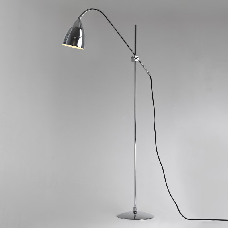 Joel Task Floor Lamp, Polished Chrome, Matt Black
