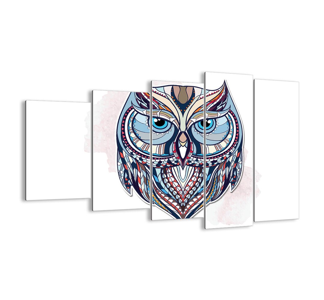 A Sophisticated Ornamental Owl' - 5 Stück ungerahmte Grafik auf Glas