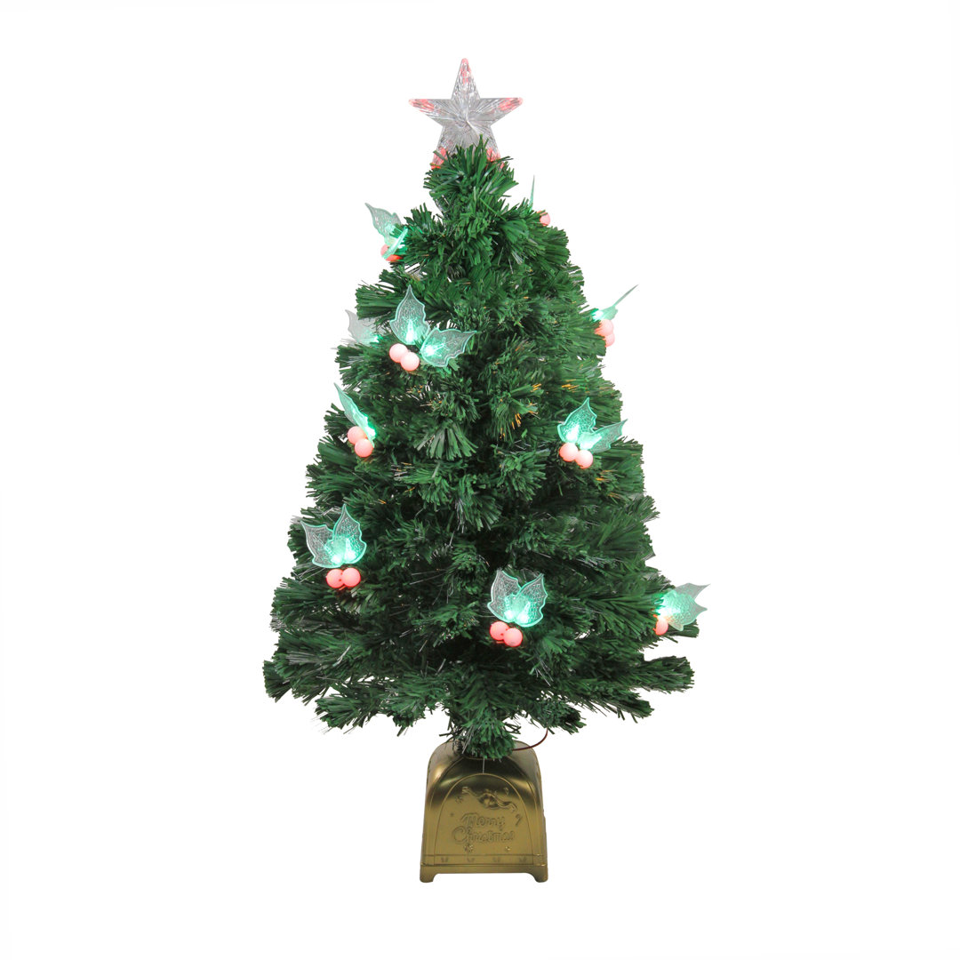 3' Pre-Lit Medium Profile Holly Berries Artificial Christmas Tree - Multi-Color LED Lights Northlight Seasonal