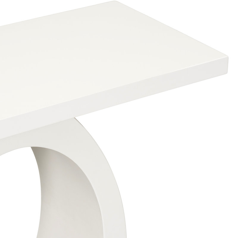 Table console chic en forme d'œuf. Beige. Profondeur : 102,4 cm, largeur : 38,7 cm, hauteur : 82 cm. Charge maximale : 100 kg. Meuble d'appoint tendance pour la chambre. Dimensions : profondeur, largeur et hauteur.