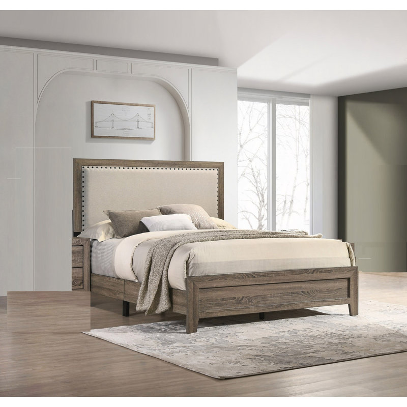 Mobilier de chambre à coucher en bois, Gris, Grand lit