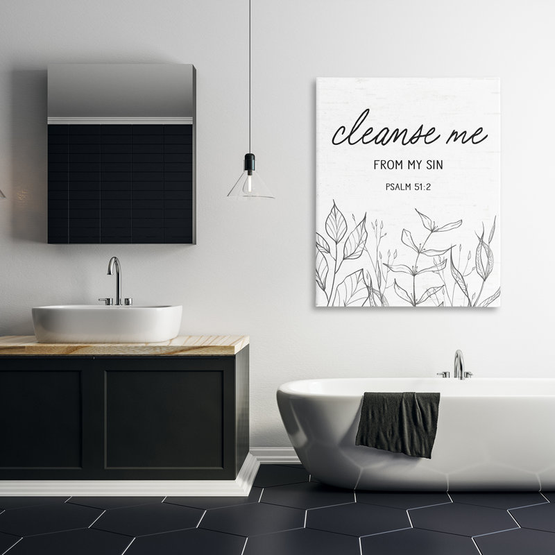 Toile «Cleanse Me From Sin», design par Lettré et doublé, H 48 po x l 36 po