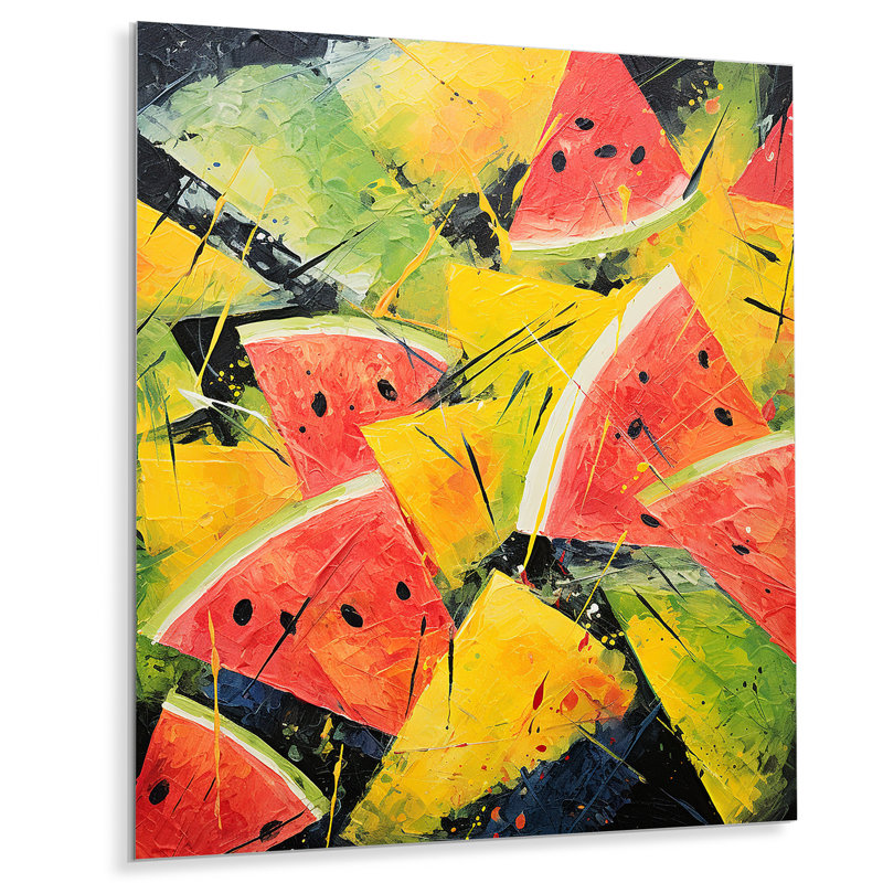 Red Vibrant Melon Palette II - Melon, art mural en métal, H 32 po x l 16 po x P 1 po