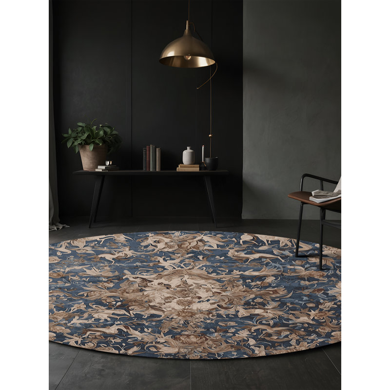 Tapis mauve soyeux et moelleux, Rond 7 pi