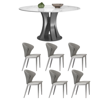 Simple Rectangular Rock Plate Dining Table Sets.