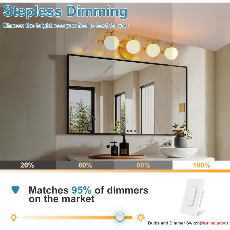 Luminaire de meuble-lavabo moderne à 4 lumières Lightdot, Doré