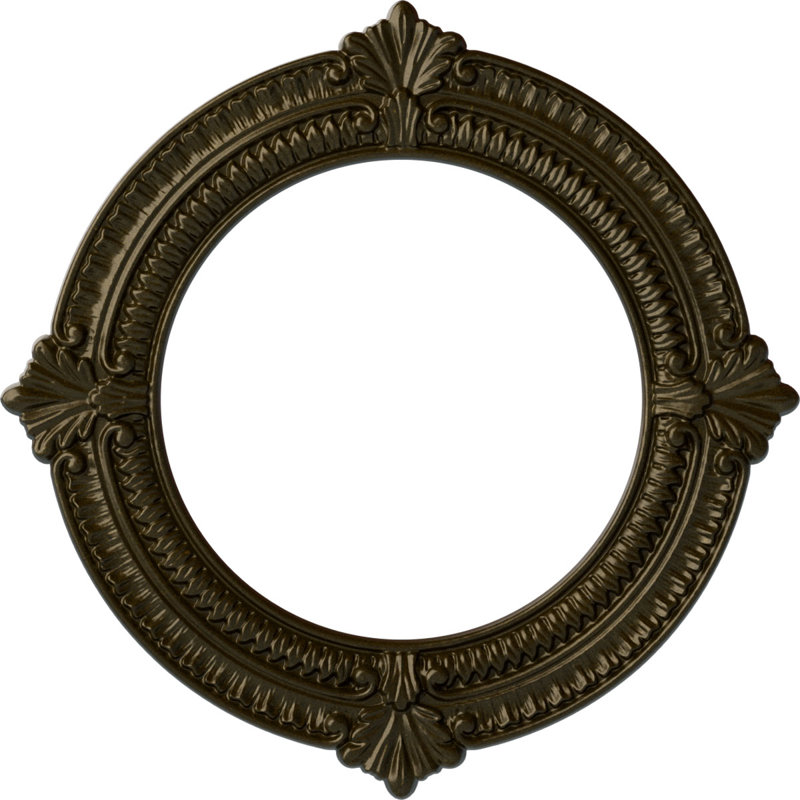 Médaillon de plafond Blackthorn Endurathane, P 13 3/8 po x P 7 1/2 po x P 3/4 po (convient aux auvents jusqu'à 7 1/2 po), finition dorée de pharaons peinte à la main