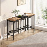 Modern Design Kitchen Dining Table, Pub Table, Long Dining Table Set with 3 Stools, Easy Assembly