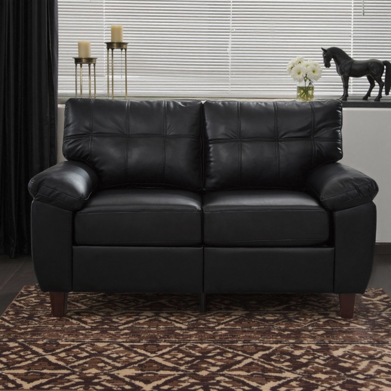 59" Modern Loveseat Couch with Storage – PU Leather 2-Seater Sofa, Wide Armrest Design & Hidden Compartment, Breathable Faux Leather (600 lb Capacity)