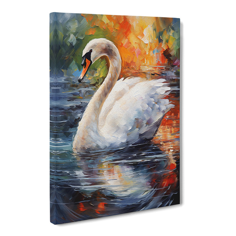 Swan Impressionism - Wrapped Canvas, 50cm H x 35cm W x 3cm D