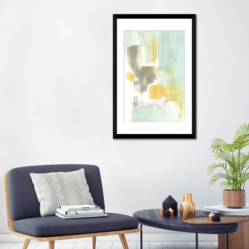 « spa aquarelle abstract ii », impression sur toile, H 24 po x l 16 po x P 1 po, Papier d'art encadré noir, Blanc