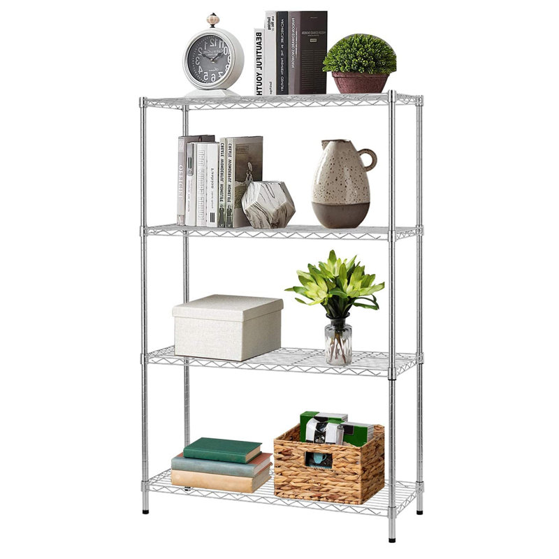 Tablette réglable à 4 niveaux | Grand espace et durable | Assemblage facile, H 53,98 po x l 14,17 po x P 36,02 po, Argent
