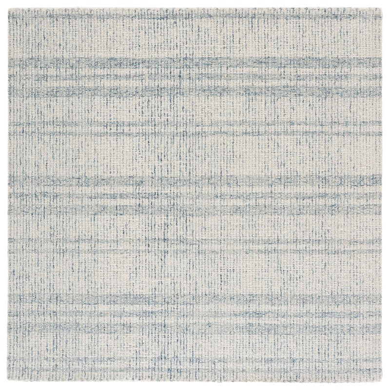 Abstract Hand Tufted Wool; Cotton Striped Indoor Rug, 6'-0" x 6'-0" Square