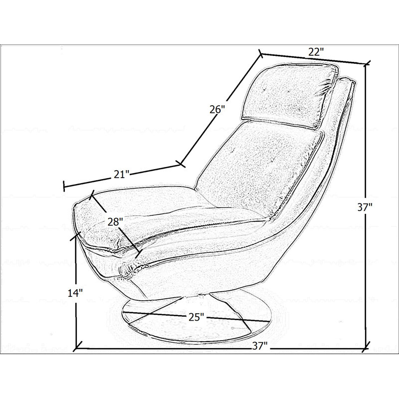 Chaise longue pivotante de 37 po Turin, Similicuir bleu