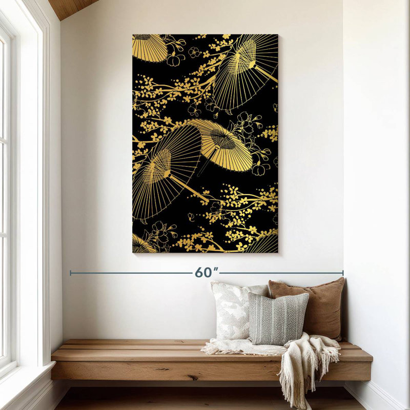 Kerner Golden Oriental Umbrellas, 48" H x 32" W