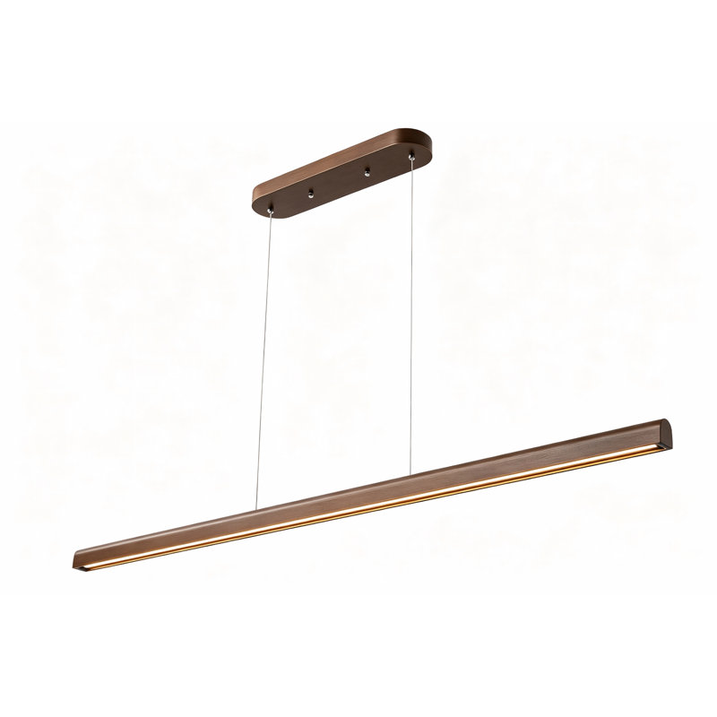 Suspension moderne en bois à intensité variable de 59 pouces pour îlot de cuisine, avec lustre DEL intégré et 3 températures de couleur.