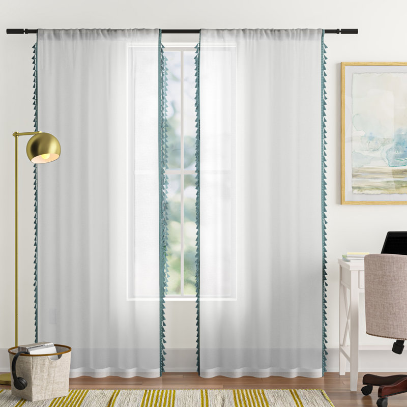 Paire de rideaux transparents Hucksley, l 54 po x L 96 po, Indigo