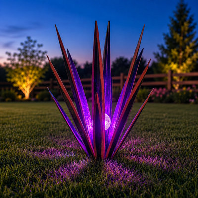 Sculpture d'extérieur moderne en métal avec lumière DEL