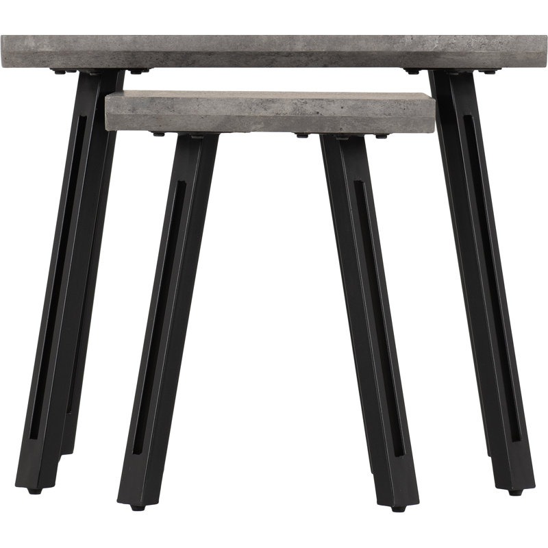 Alexsandra Wave Edge Nest of Tables, Concrete Grey