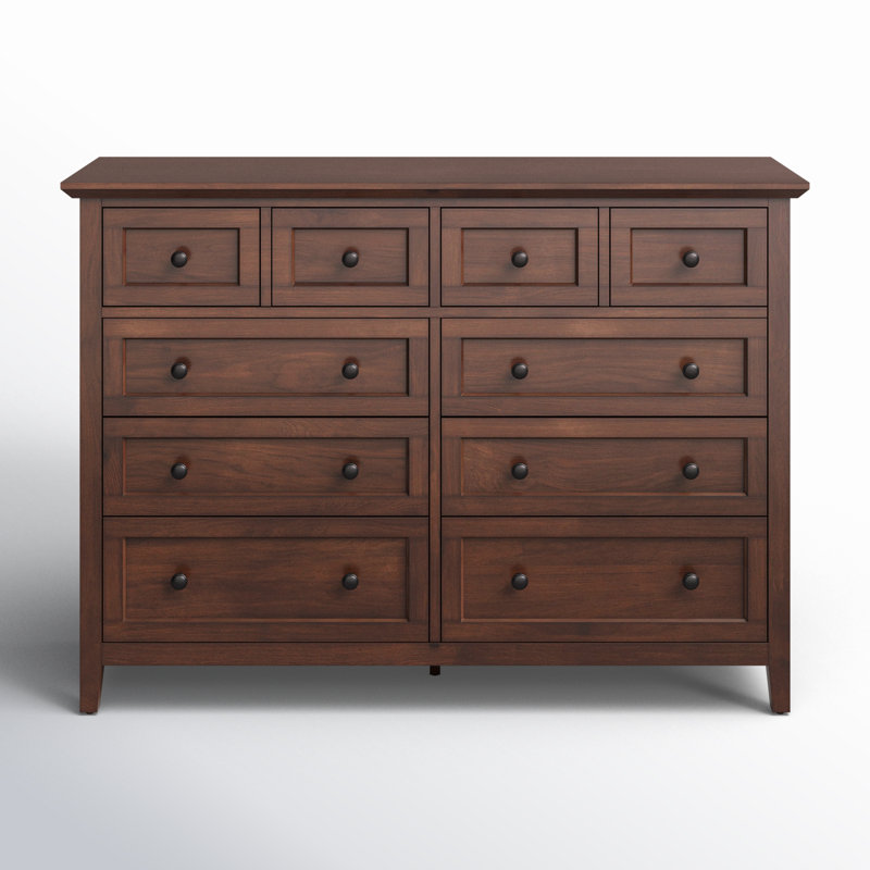 Renee 8-Drawer Solid and Manufactured Wood Double Dresser , Dark Mocha