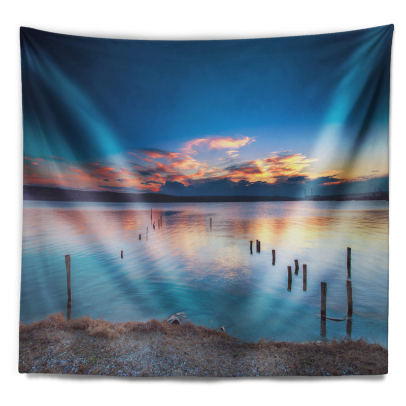 Tapisserie bord de mer et ciel lumineux, H 68 po x l 80 po
