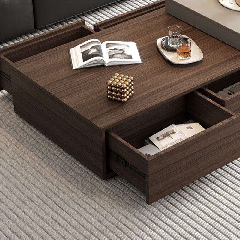Table basse de style luxueux, Bois brun foncé / kaki, H 11,8 po x L 51,2 po x l 27,6 po