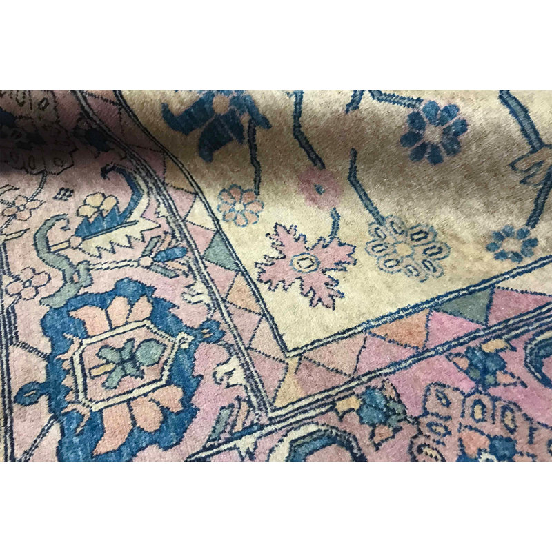 Hand-Knotted High-Quality Beige and Blue Area Rug