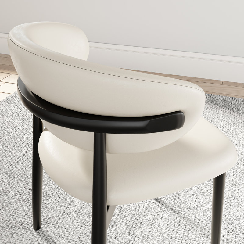 Modern Solid Wood Dining Chairs, Upholstered PU Leather Side Chairs, No Assembly Required For Kitchen, Living room, 4