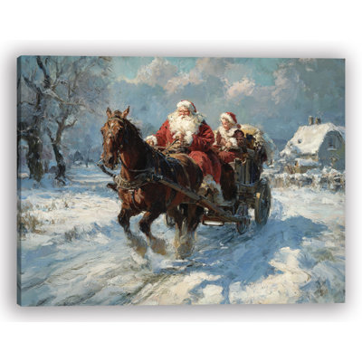 Santa’s Countryside Ride Wrapped Canvas Wall Art