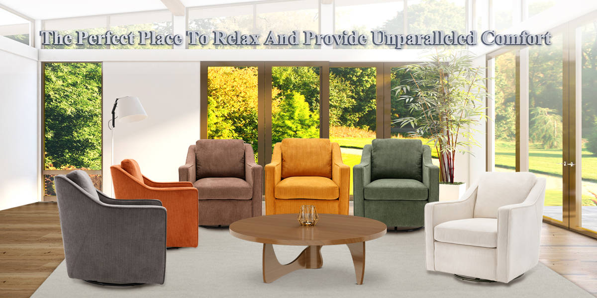 Charitini Big & Tall Removable Wide Swivel Accent Chair, Full Back Upholstered Fabric Lounge Chair, 360° Rotation, Modern Living Room Accent Chair