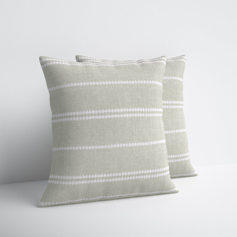 Hudie Striped Cotton Reversible Throw Pillow, Gray/White, Pillow Cover Only - No Insert