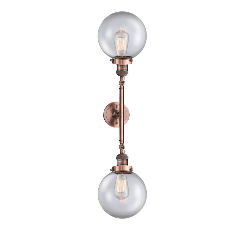 Éclairage de salle de bain à intensité variable 2 lumières Clementina, Transparent, Ampoule incandescente rétro de 60 watts