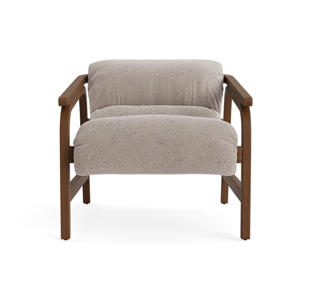 Cellire Chair, Stone Linen, Walnut/Medium Brown Wood