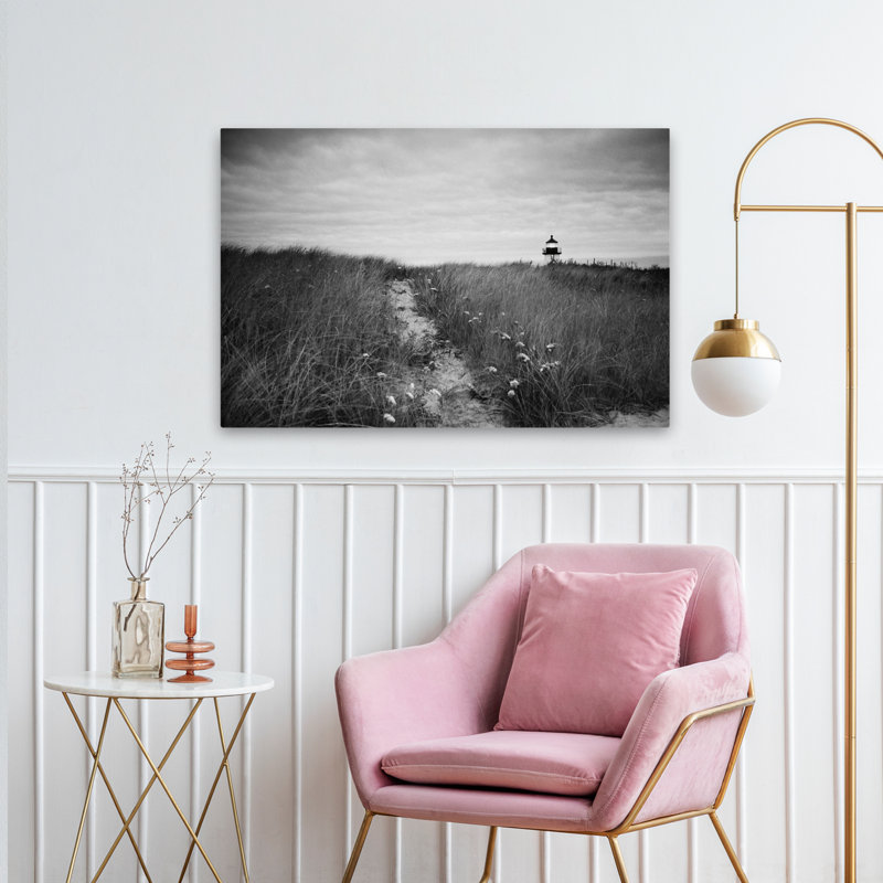 Nantucket clair contemporain noir noir et blanc plage florale Gras, H 36 po x l 24 po