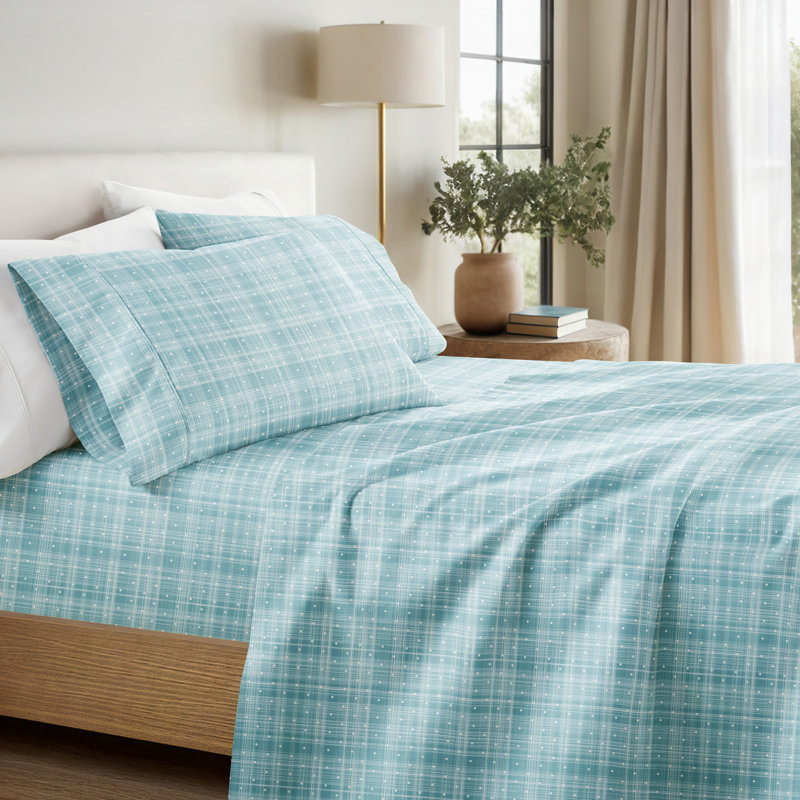 Ensemble de draps en microfibre à motif de pois Becky Cameron™, Aigue-marine, Simple