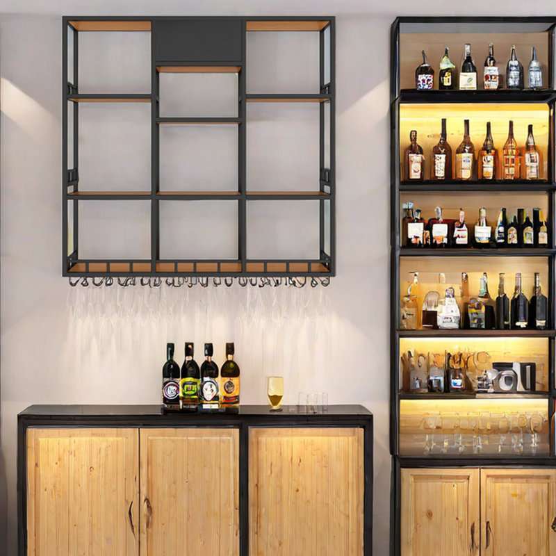 Multi-tier Iron Wall Mounted Wine Rack, Black