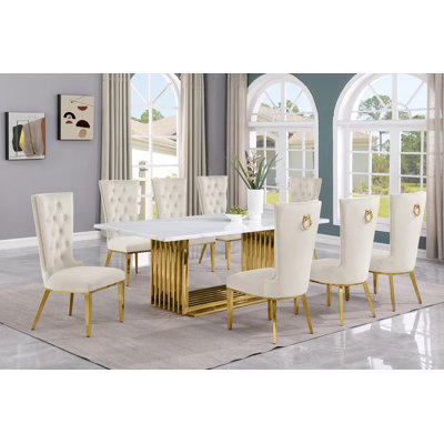 Barkhamsted Marble Top Pedestal Dining Set