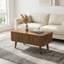 Table basse 3 en 1 à plateau relevable avec rangement, table convertible cannelée en bois