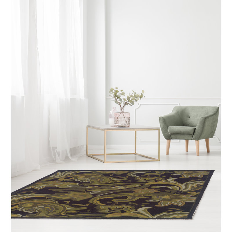 Equelle Hand Tufted Paisley Indoor Rug, Rectangle 5' x 7'