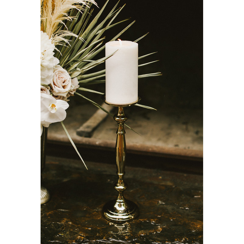 Metal Tabletop Candlestick, 16" H x 5" W x 5" D