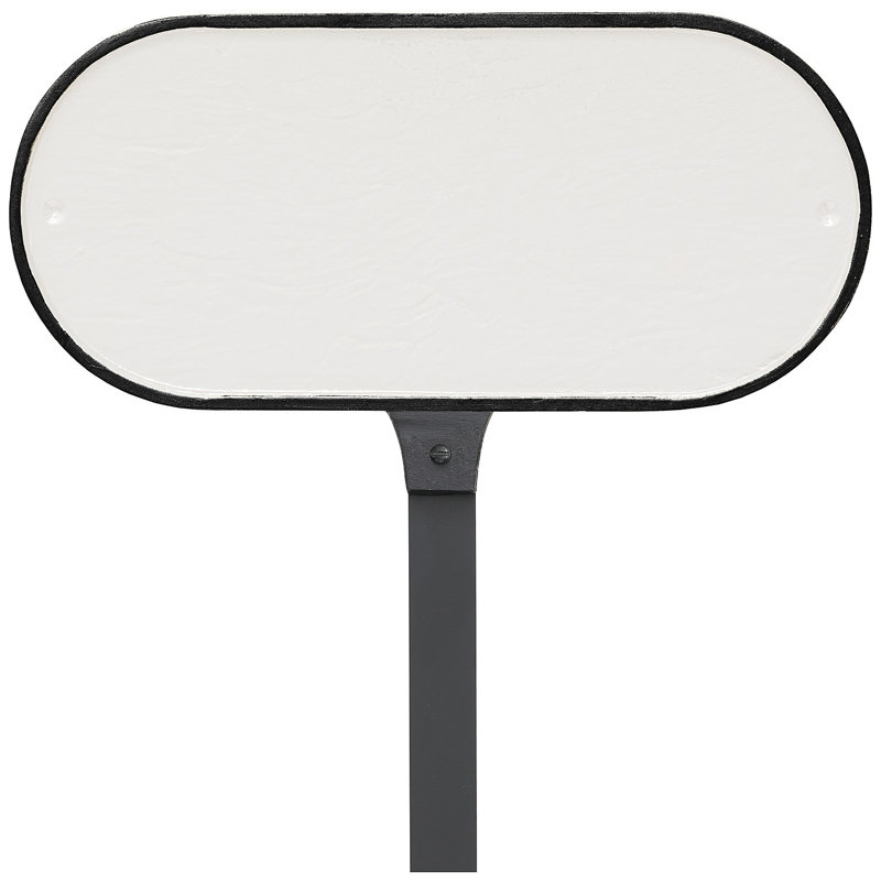 Plaque d'adresse oblongue avec piquet de pelouse, Blanc / Noir, Oui
