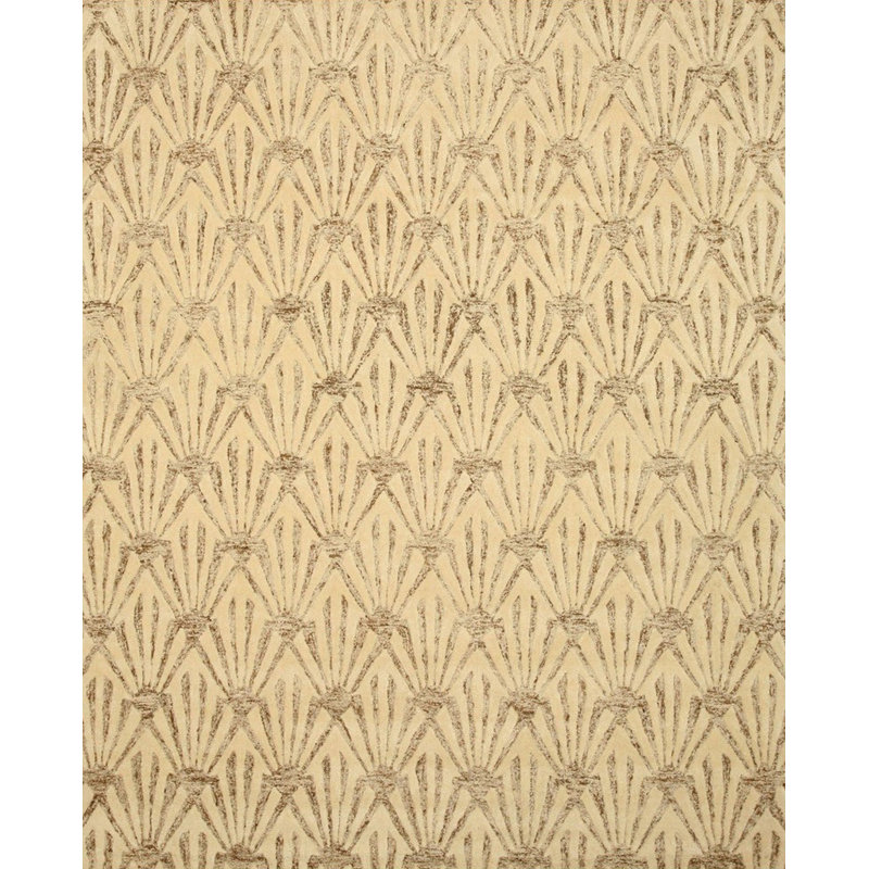 Tapis ivoire en laine et viscose touffeté à la main Chloe, Rectangle 7 pi 9 po x 9 pi 9 po