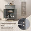 Armoire de rangement sur pied Red Barrel Studio® avec portes de tiroir et tablette réglable pour rangement gris-760717195
