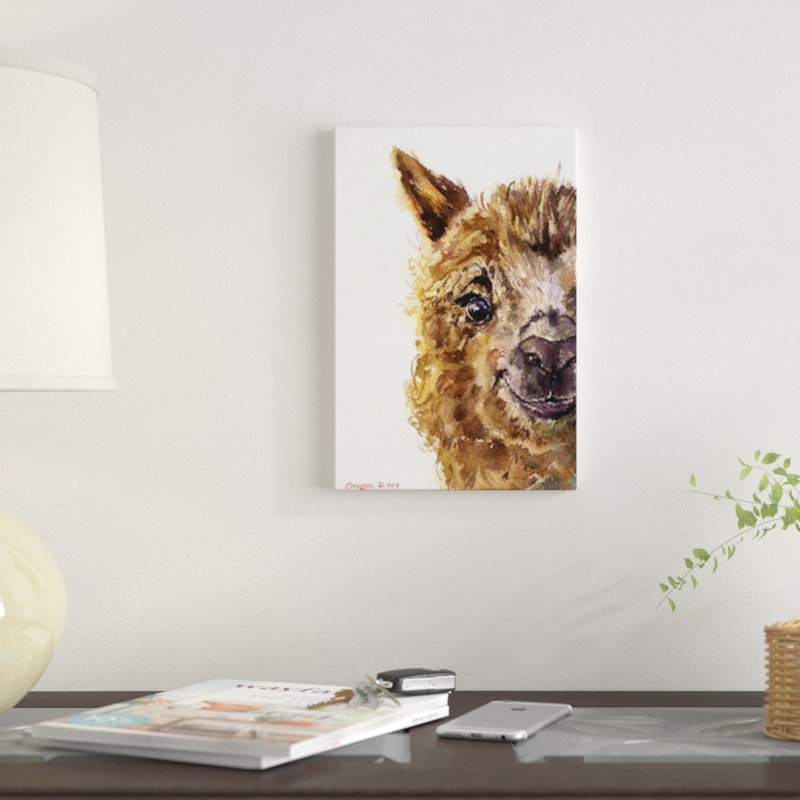 Reproduction de lama sur toile, H 40 po x l 26 po x P 1,5 po, Toile tendue, Pas de tapis